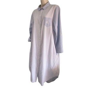 Lauren Ralph Lauren Pin Stripe Shirt Dress Blue White Ladies XL Minor Flaw GUC